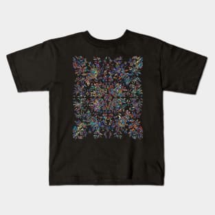 A symmetrical curvy lined design in stained glass coloring Kids T-Shirt